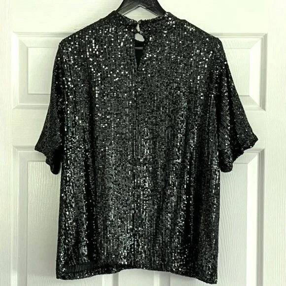 Calvin Klein short sleeve green sequin top blouse size 1X NWT - Picture 6 of 8